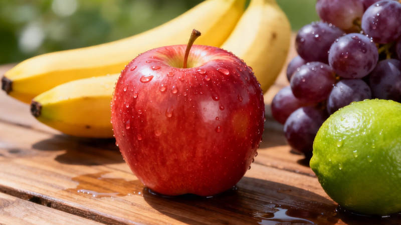 新鲜水果拼盘 苹果葡萄香蕉青柠图片