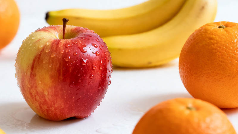 苹果香蕉橙子鲜果特写图片