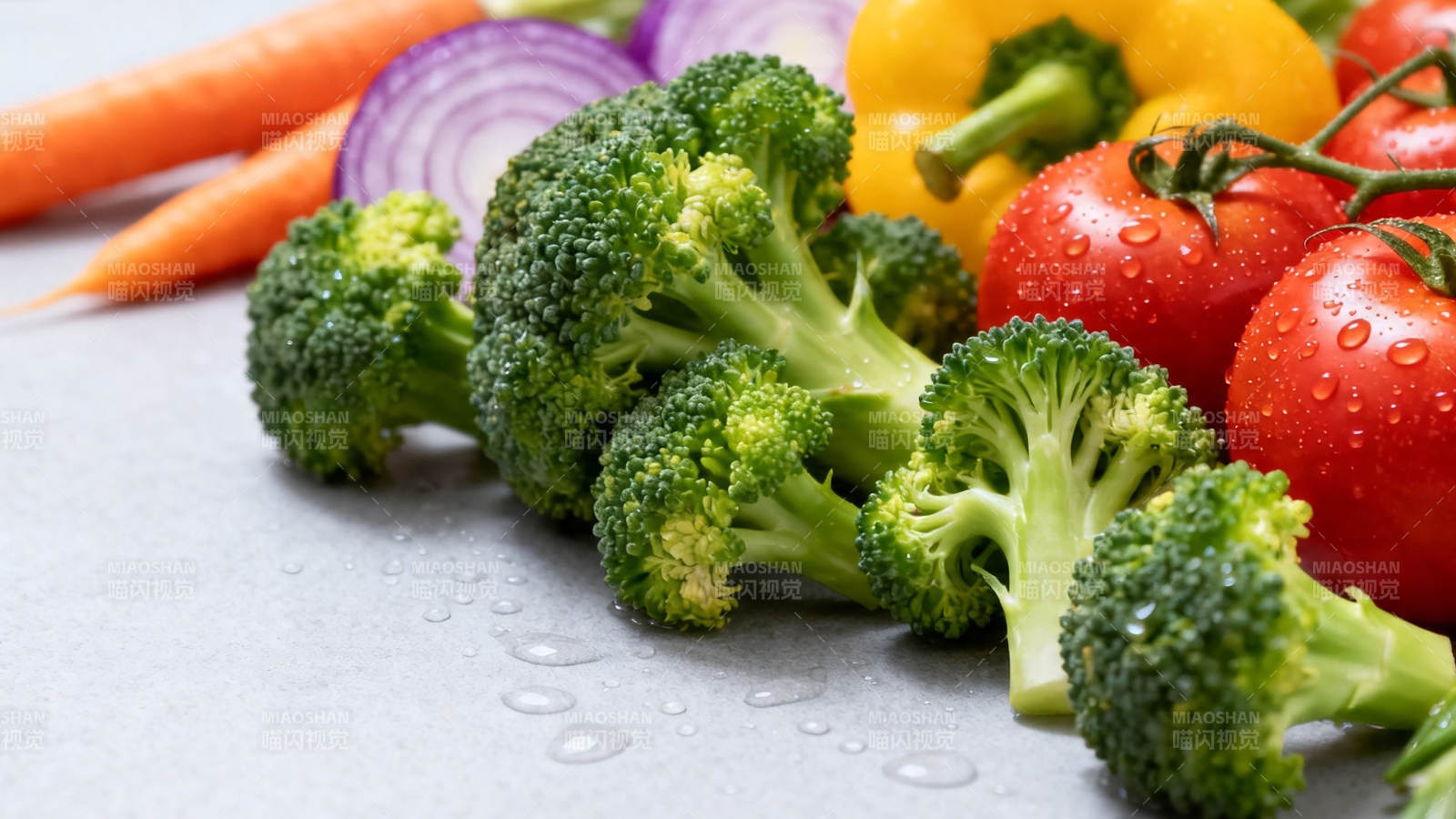 新鲜蔬菜特写 西兰花番茄胡萝卜图片