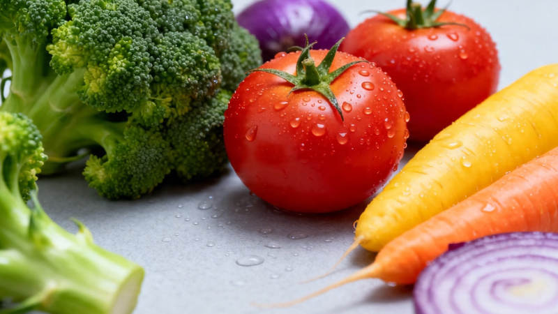 新鲜蔬菜特写 番茄胡萝卜西兰花图片