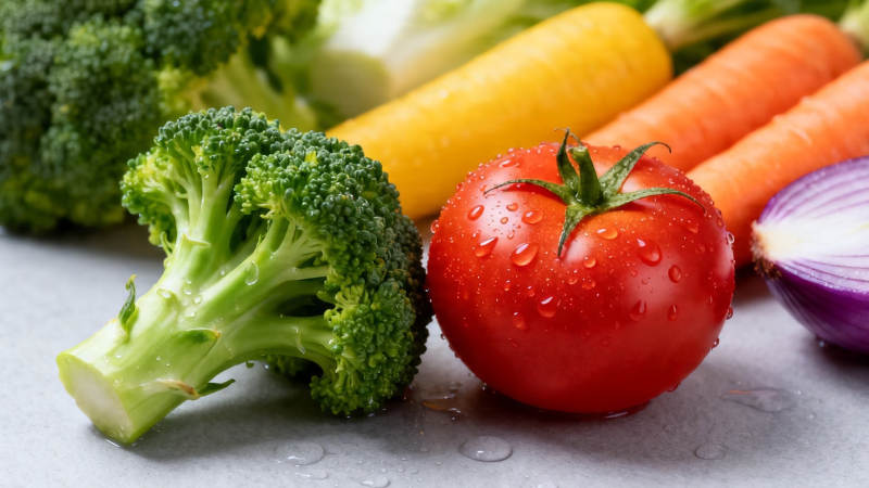 新鲜蔬菜特写 西兰花番茄胡萝卜洋葱图片