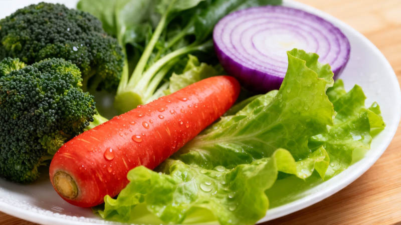 新鲜蔬菜拼盘 西兰花胡萝卜生菜洋葱图片