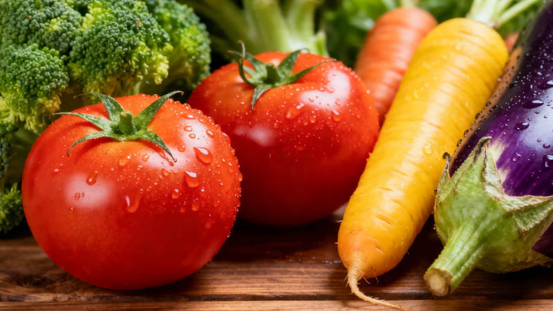 新鲜蔬菜特写 番茄胡萝卜茄子图片