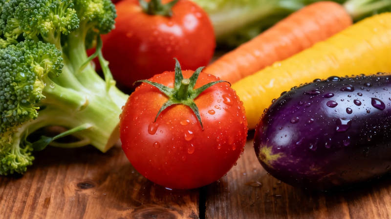 新鲜蔬菜特写 番茄茄子胡萝卜图片