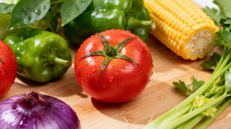 新鲜蔬菜拼盘 色彩缤纷诱人图片