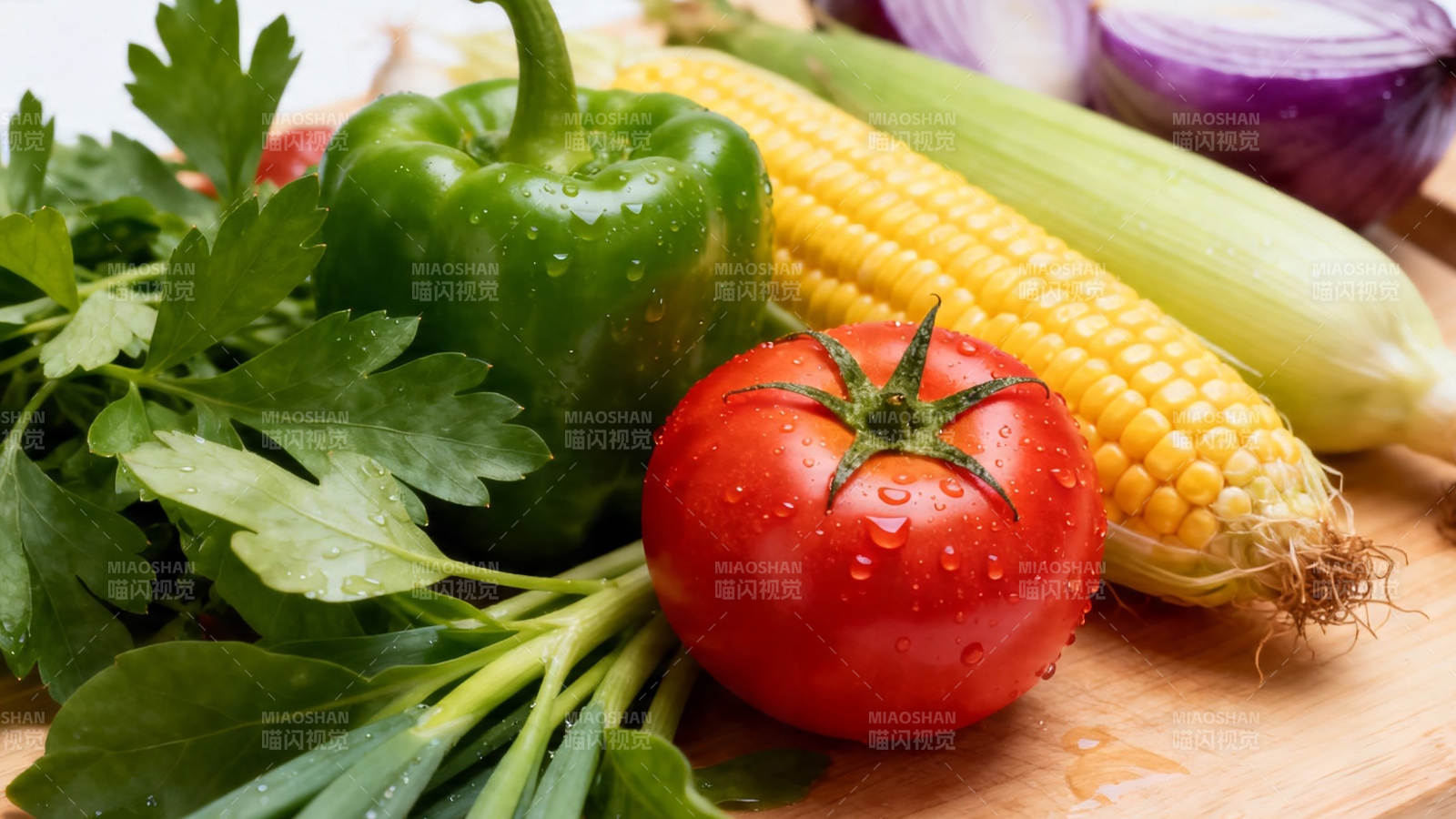 新鲜蔬菜拼盘 色彩缤纷诱人图片