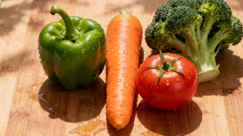 新鲜蔬菜摆盘 椒胡西蓝花番茄图片