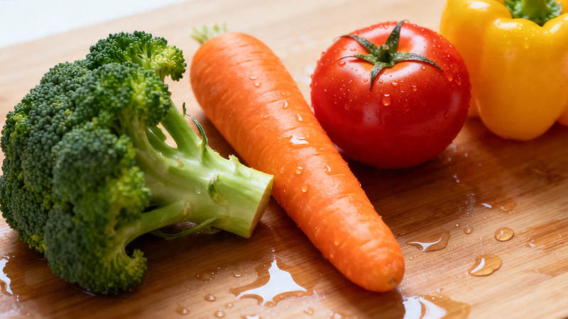 新鲜蔬菜拼盘 西兰花胡萝卜番茄彩椒图片