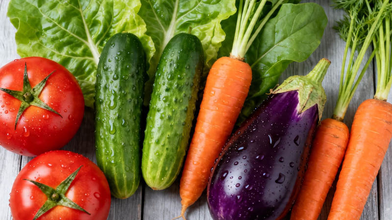 新鲜蔬菜拼盘 番茄黄瓜胡萝卜茄子图片