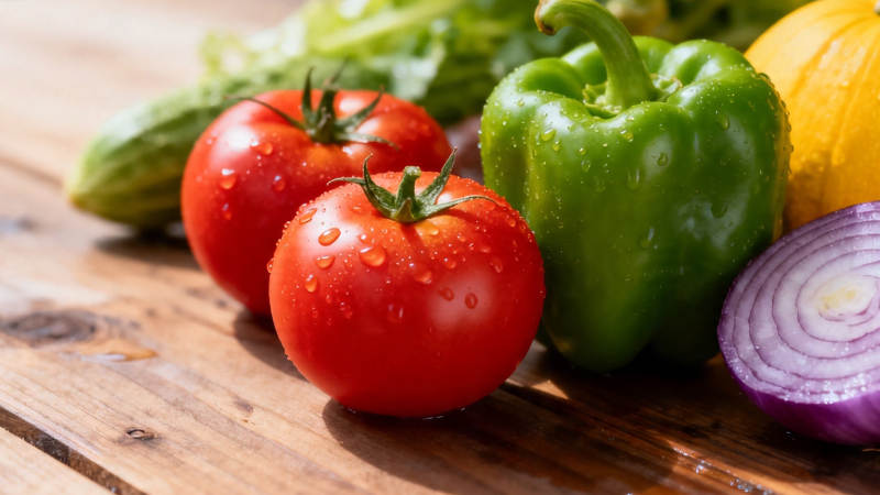 新鲜蔬菜摆盘 色彩诱人图片