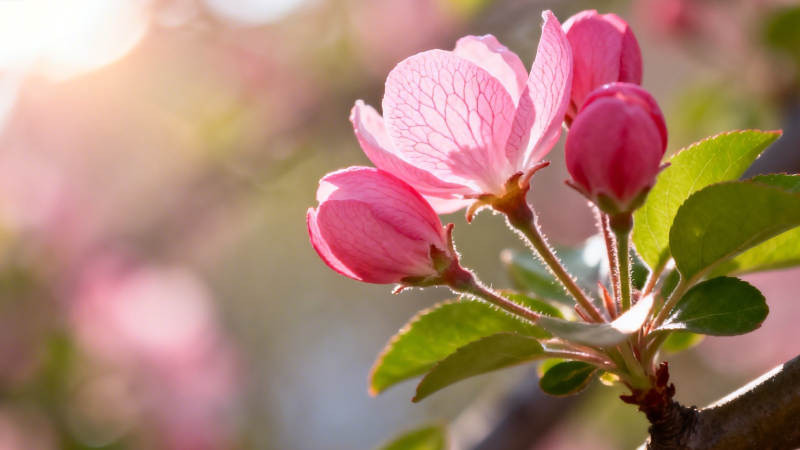 春日粉花迎暖阳图片