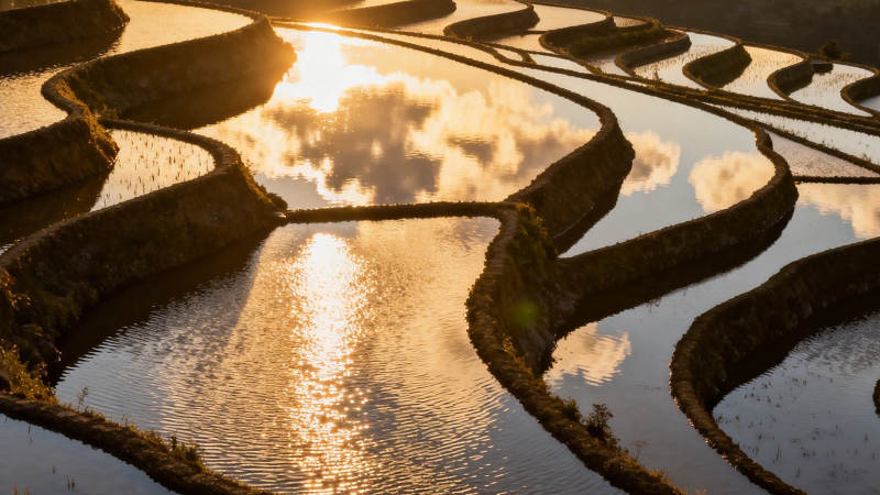 梯田映霞 云水共舞图片