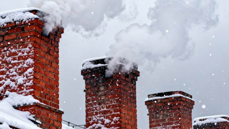 雪落烟囱 暖意升腾图片