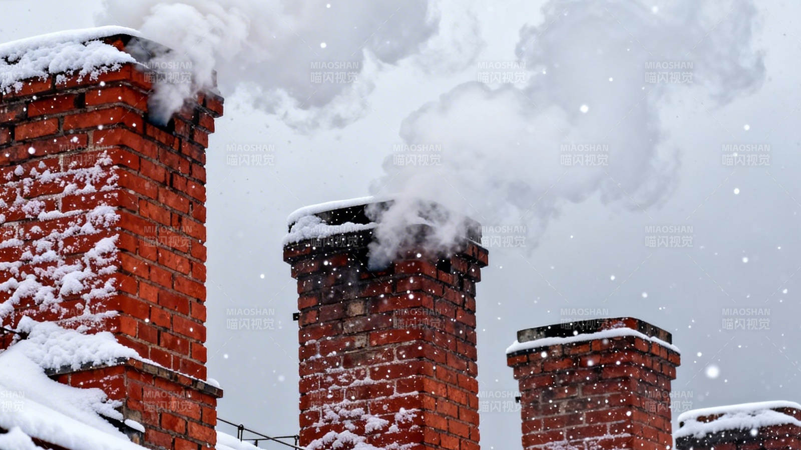雪落烟囱 暖意升腾图片