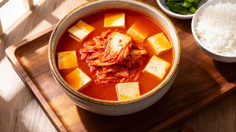 泡菜豆腐汤配白饭图片