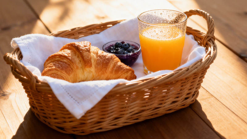 晨光早餐篮 羊角包配橙汁图片