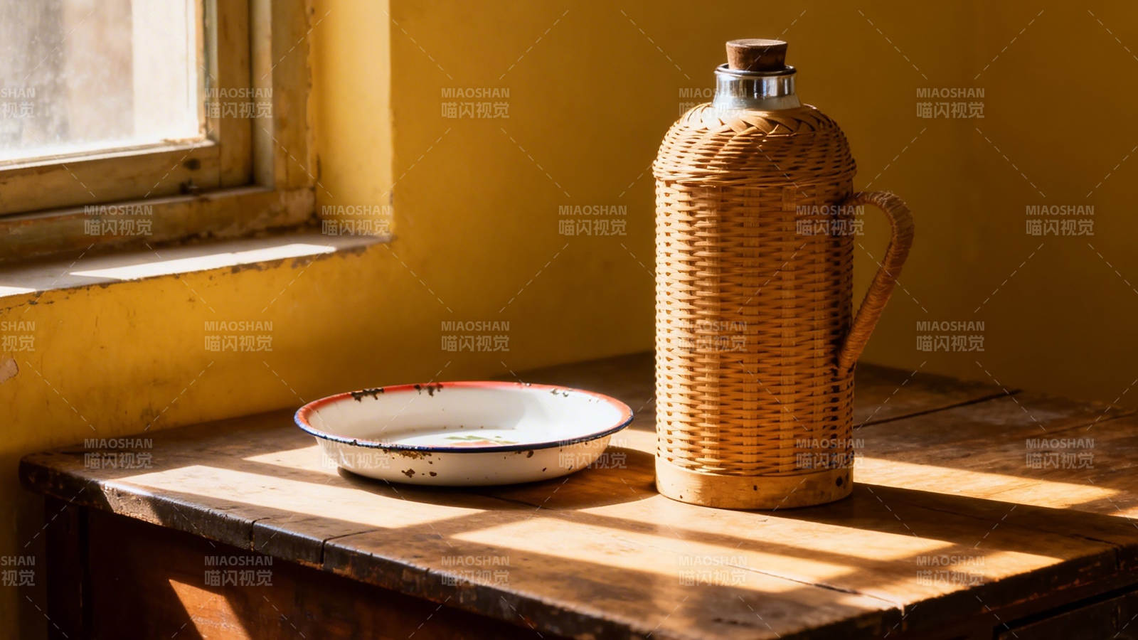 阳光下的藤壶与瓷盘图片