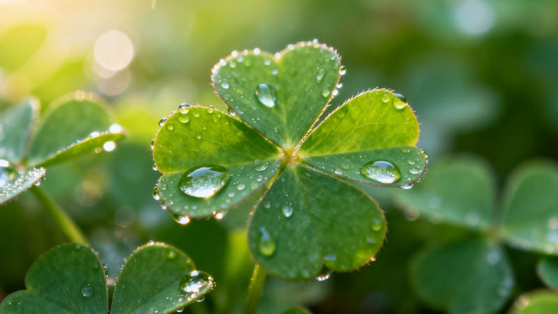 晨露四叶草 清新自然美图片