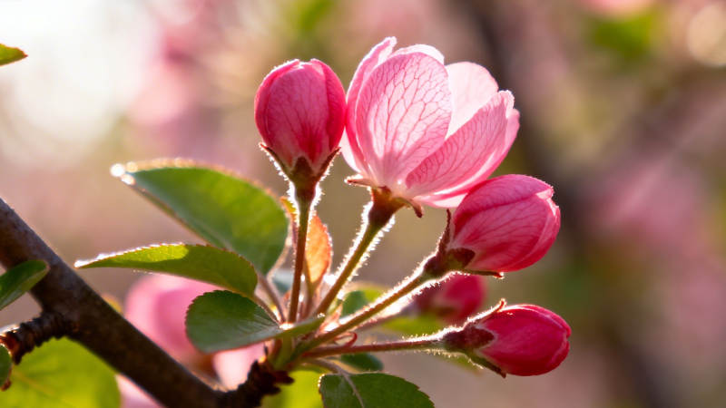 春日粉花绽放枝头图片