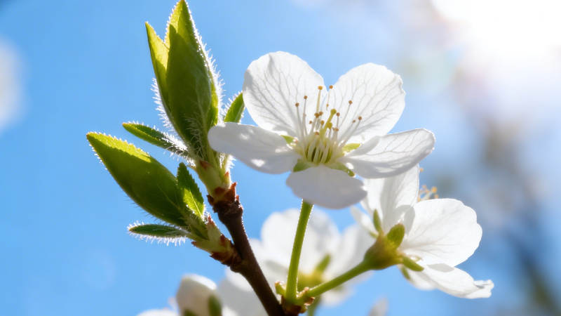 春花绽放 嫩叶初生图片
