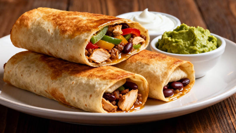 墨西哥鸡肉卷配鳄梨酱图片