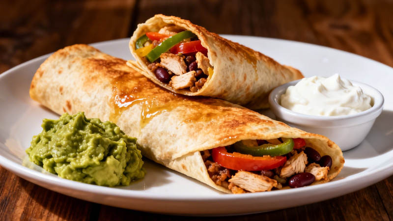 墨西哥卷饼配鳄梨酱酸奶油图片