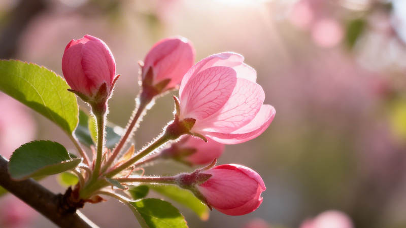春日粉花映暖阳图片