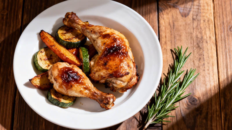 烤鸡腿配时蔬 香嫩诱人图片