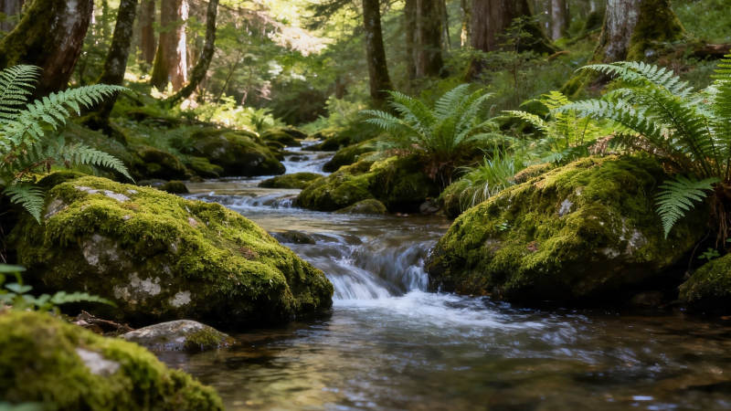 苔溪穿林 蕨影潺潺图片