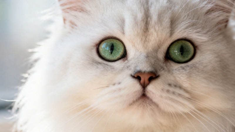 绿眸白猫 萌态满分图片