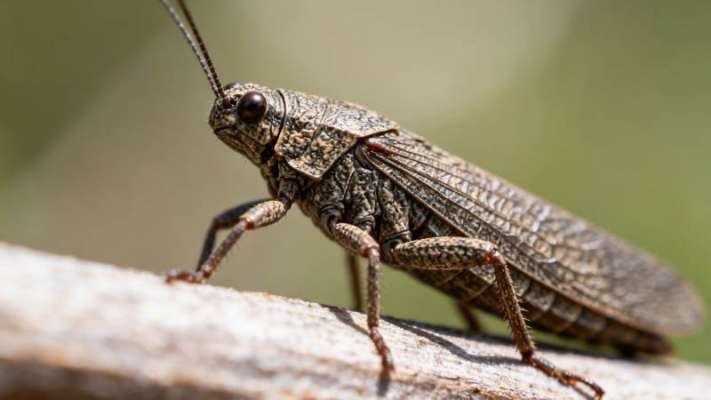 蝗虫栖枝 纹理清晰可见图片