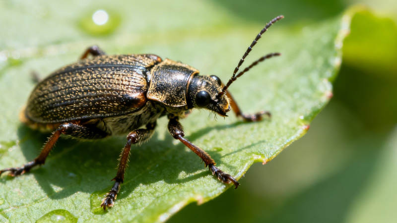 叶上甲虫特写图片