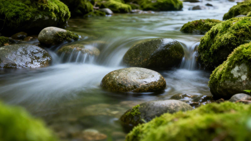 苔石溪流 静水流深图片