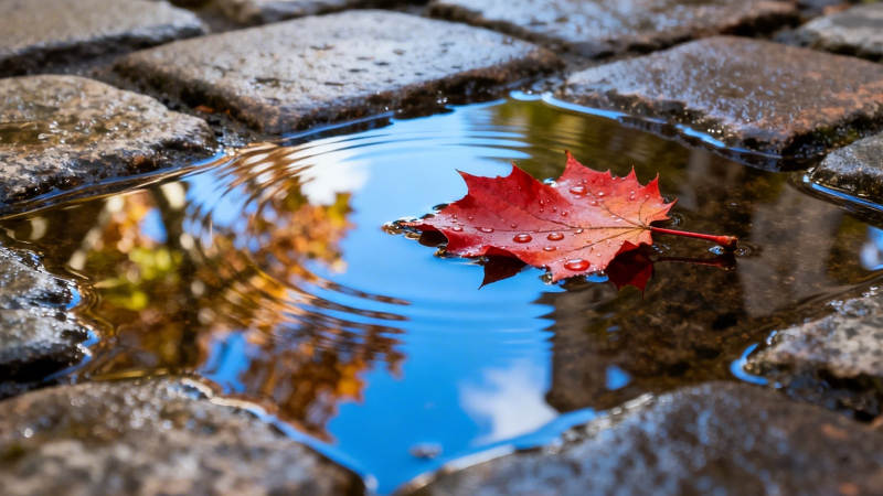 秋叶浮水 石径映天光图片