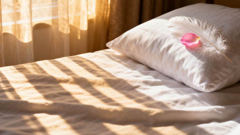 晨光枕畔  feather与花瓣轻语图片