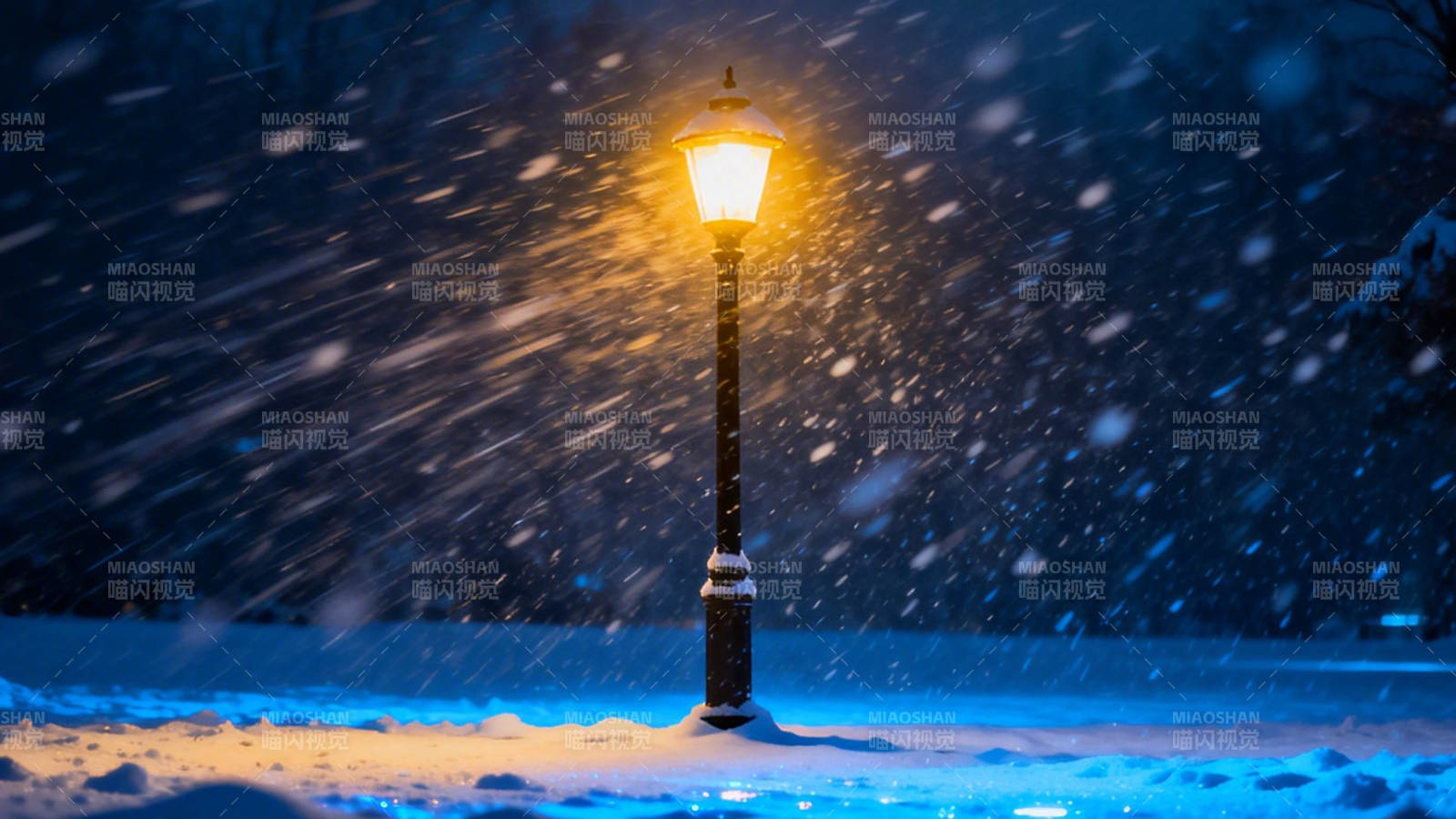 雪夜孤灯暖人心图片