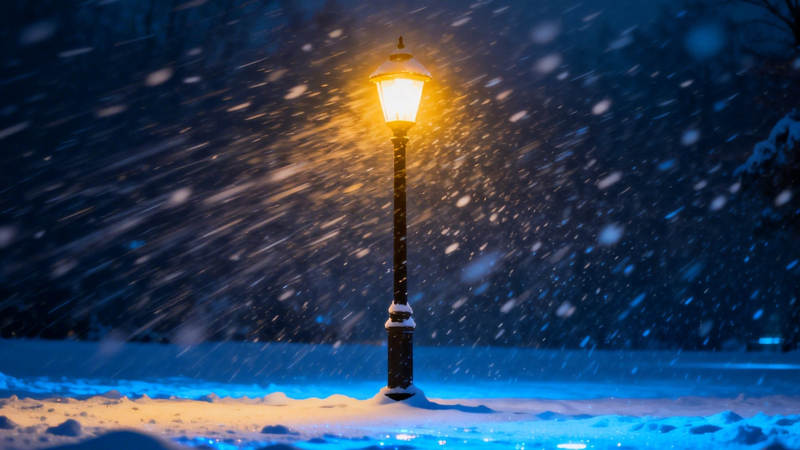 雪夜孤灯暖人心图片