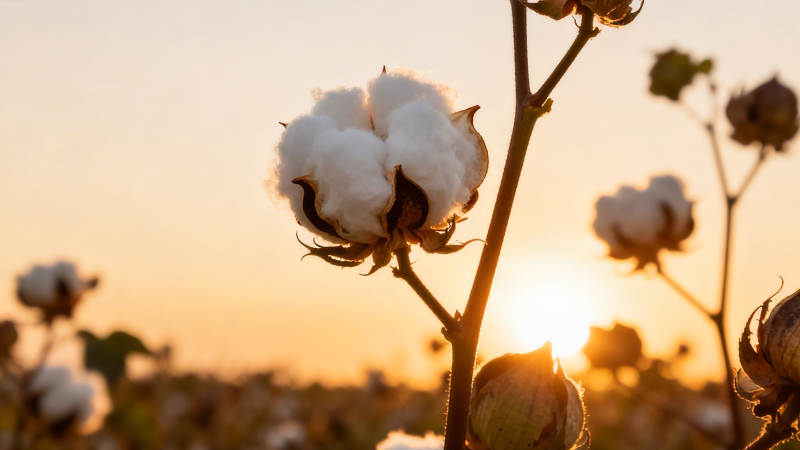夕阳下的棉花田图片