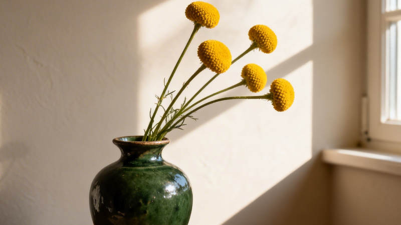 绿瓶黄花 光影静美图片