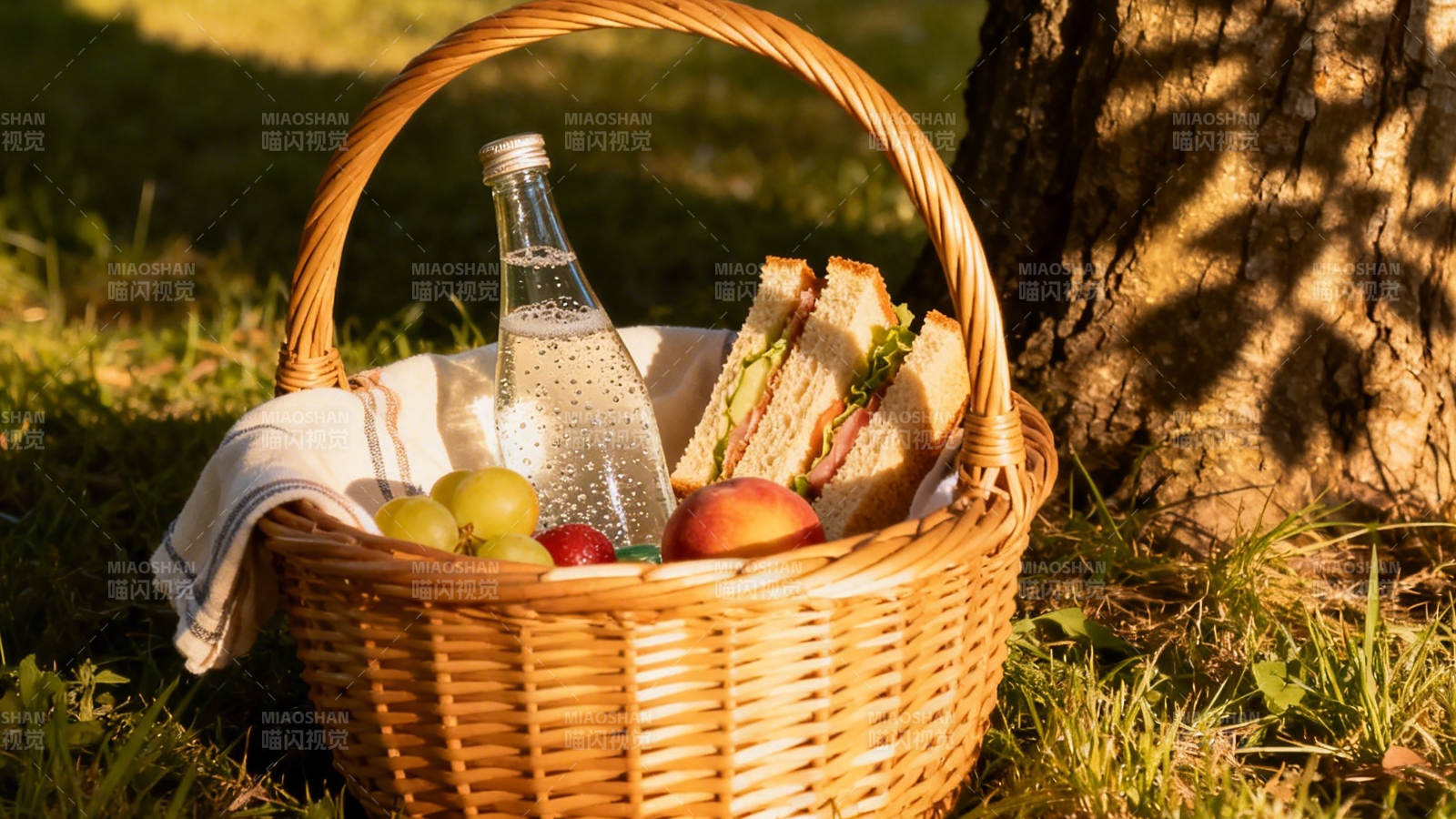 野餐篮里的阳光午后图片