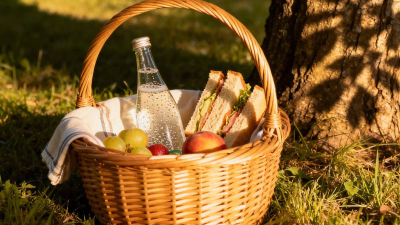 野餐篮里的阳光午后图片