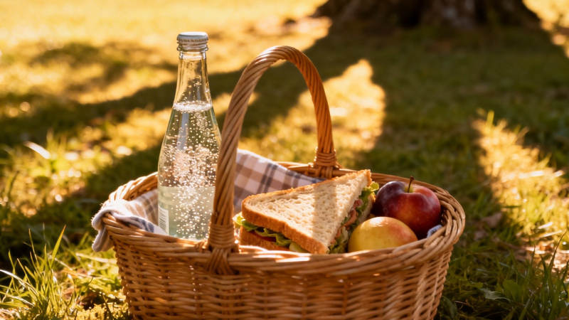 野餐篮里的阳光美食图片