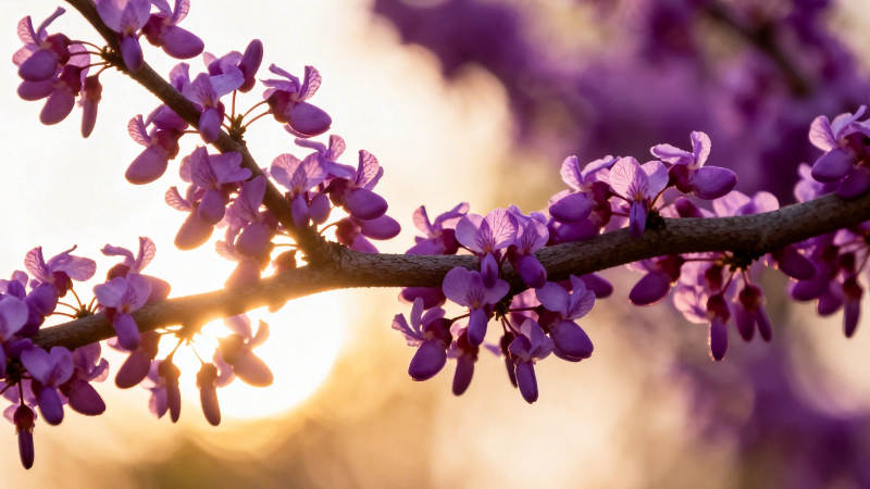 紫花迎晨光 枝头绽春意图片