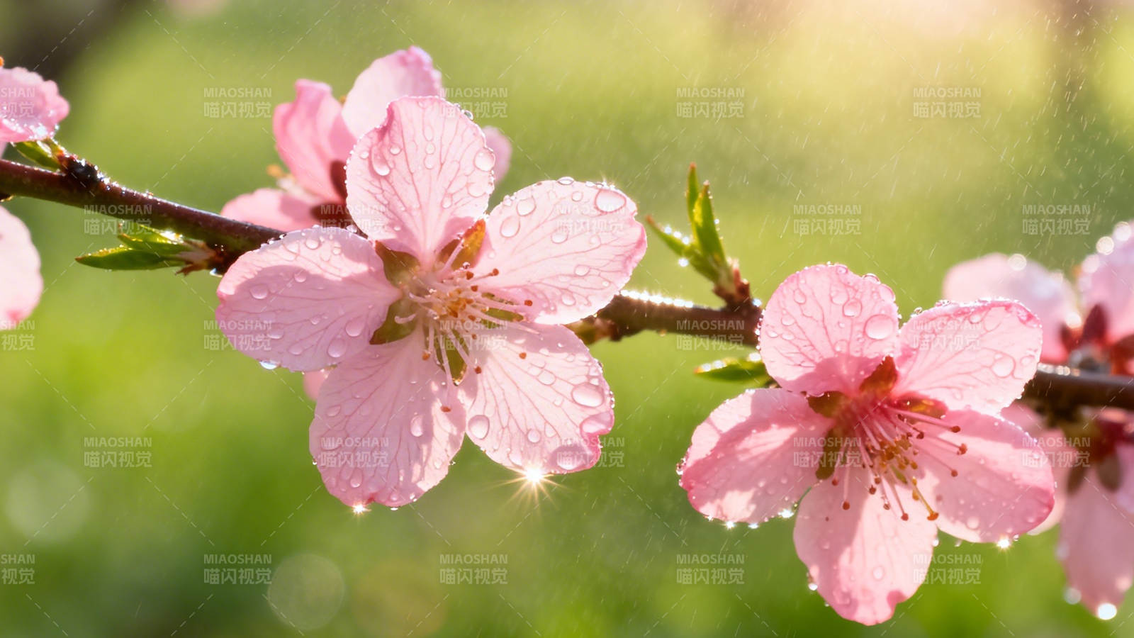 桃花带露 春意盎然图片