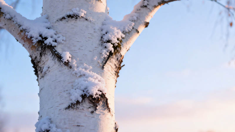 雪覆白桦 冬日静美图片