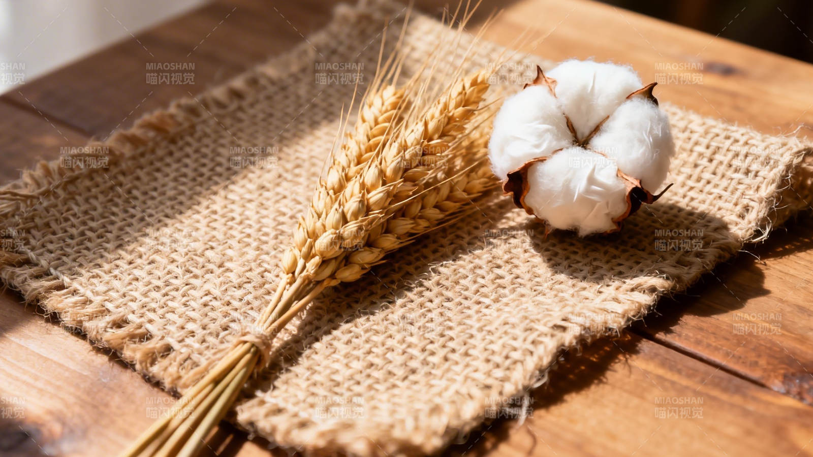 麦穗棉花伴麻布 自然质朴风图片