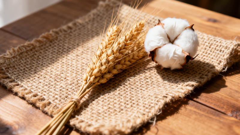 麦穗棉花伴麻布 自然质朴风图片