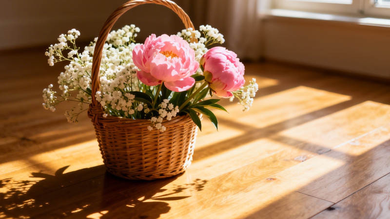 阳光花篮 粉白绽放图片