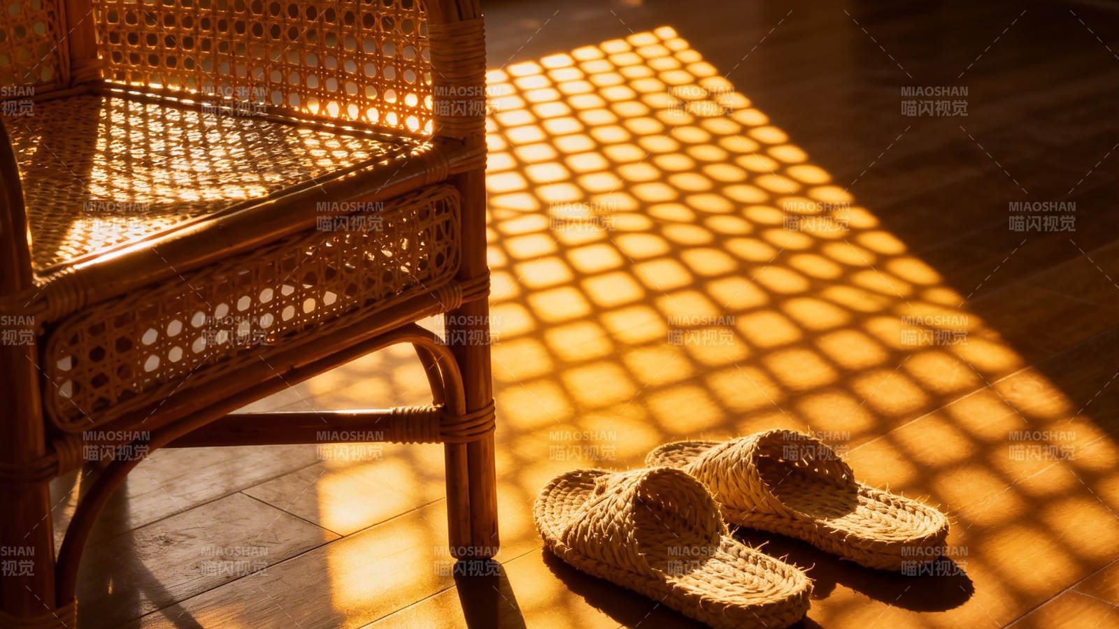 藤椅斜阳 拖鞋静候归人图片