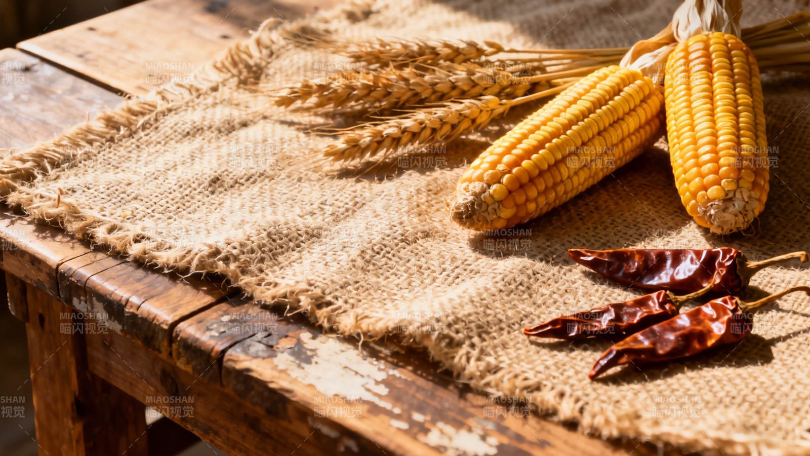 玉米麦穗辣椒 rustic 风图片